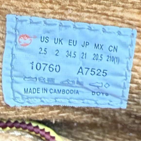 Timberland Boots Kids Waterproof Leather Brown Size 2.5 Lace-Up - Picture 9 of 9